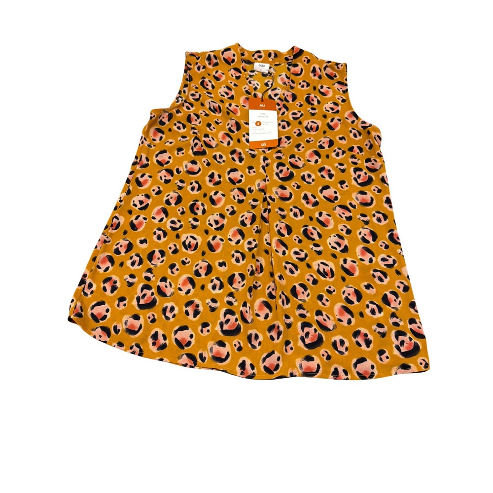 Cabi Prowl Top 3792 Sunset Leopard Animal Print Sleeveless V-Neck Blouse Small